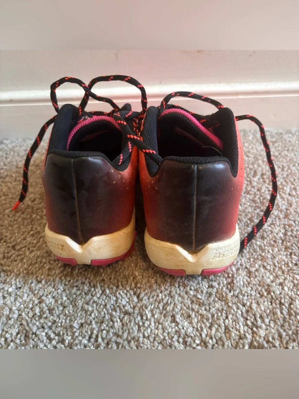Nike Diamond Softball Cleats Pink Black Girls Size 3Y Molded Studs